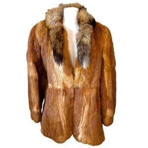 Vintage Red Fox Fur Jacket with fox tails neck